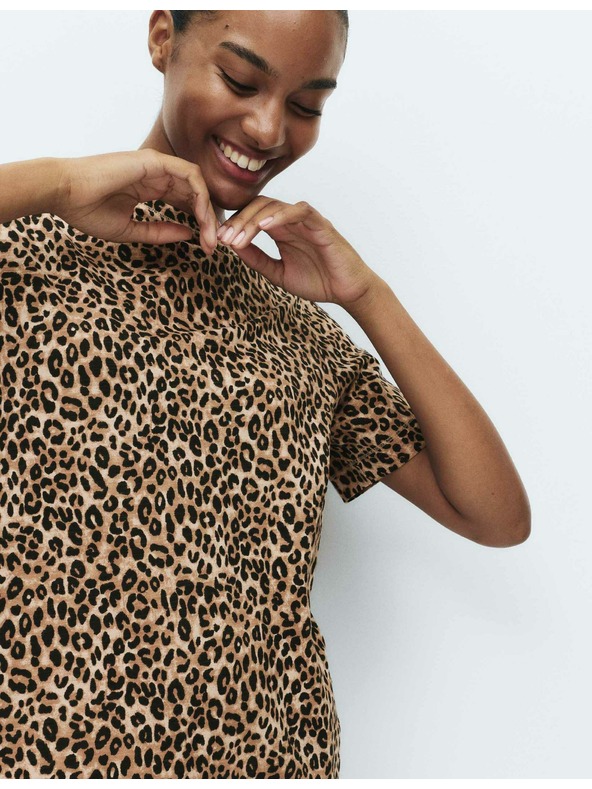 Marks & Spencer Nočna srajca iz čiste bombaže z otiskom Marks & Spencer rjava