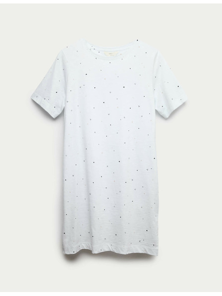 Marks & Spencer Nočna srajca iz čiste bombaže z otiskom Marks & Spencer bela