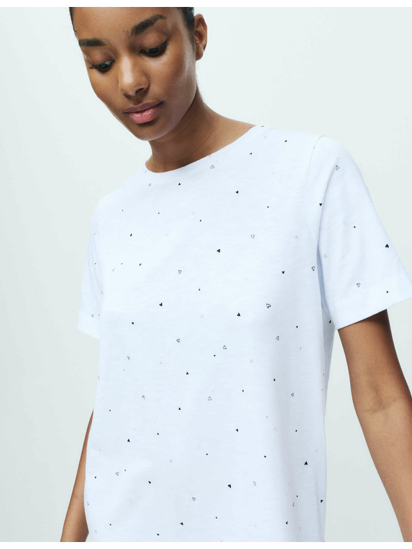 Marks & Spencer Nočna srajca iz čiste bombaže z otiskom Marks & Spencer bela