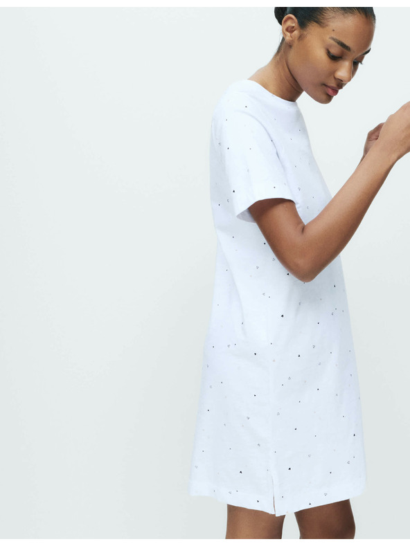 Marks & Spencer Nočna srajca iz čiste bombaže z otiskom Marks & Spencer bela