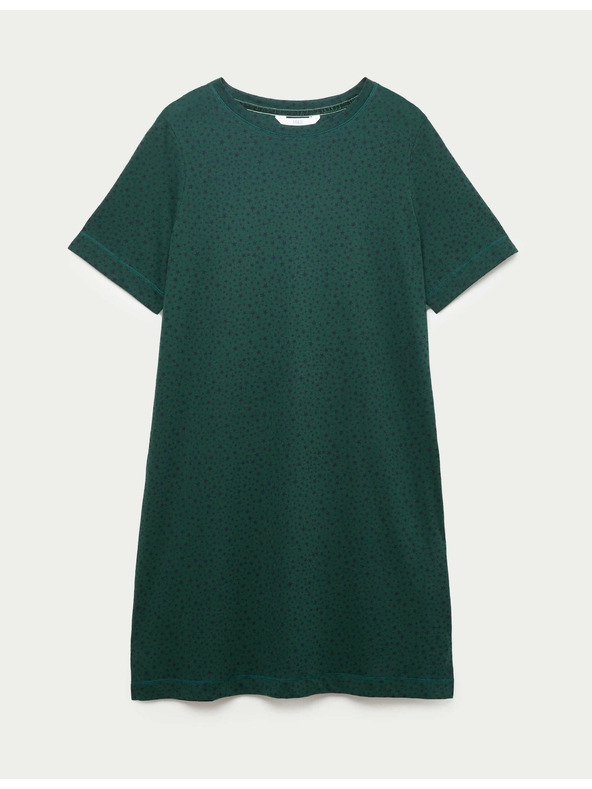 Marks & Spencer Nočna srajca iz čiste bombaže z zvezdicami Marks & Spencer zelena