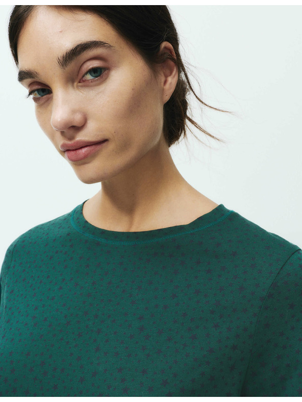Marks & Spencer Nočna srajca iz čiste bombaže z zvezdicami Marks & Spencer zelena