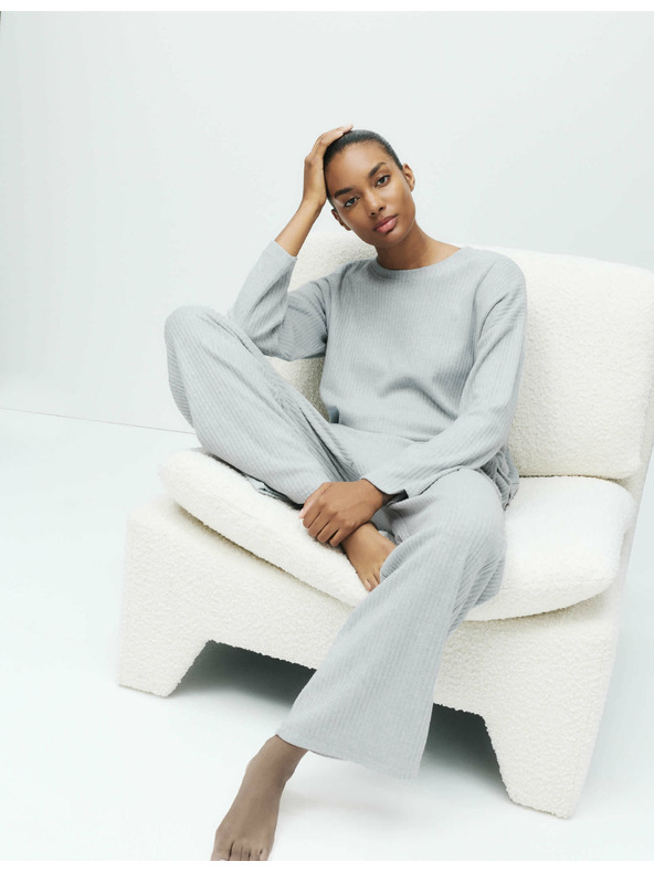 Marks & Spencer Rebrasti spodnji deli pižam s širokimi hlačnicami Marks & Spencer siva