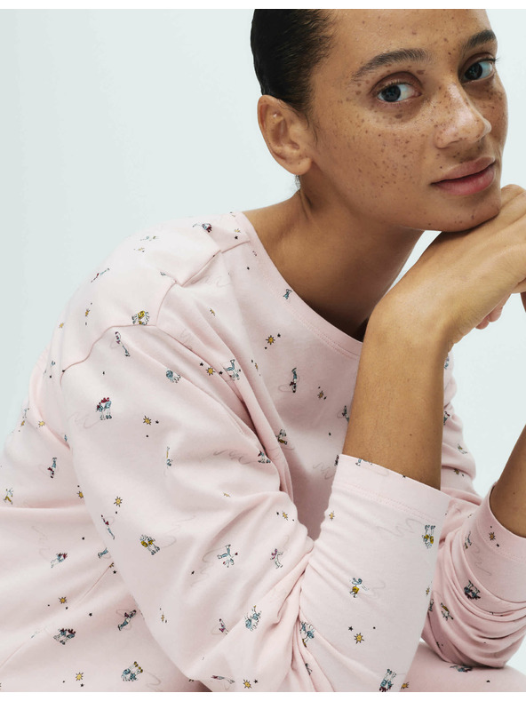 Marks & Spencer Pižama garnitura iz čiste bombaže s potiskom Marks & Spencer rožnata