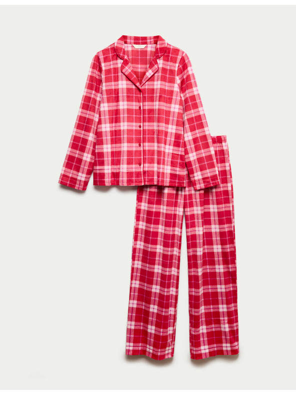Marks & Spencer Flis pižama garnitura s potiskom Marks & Spencer rdeča