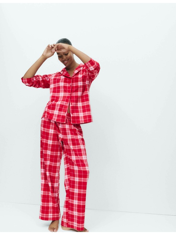 Marks & Spencer Flis pižama garnitura s potiskom Marks & Spencer rdeča