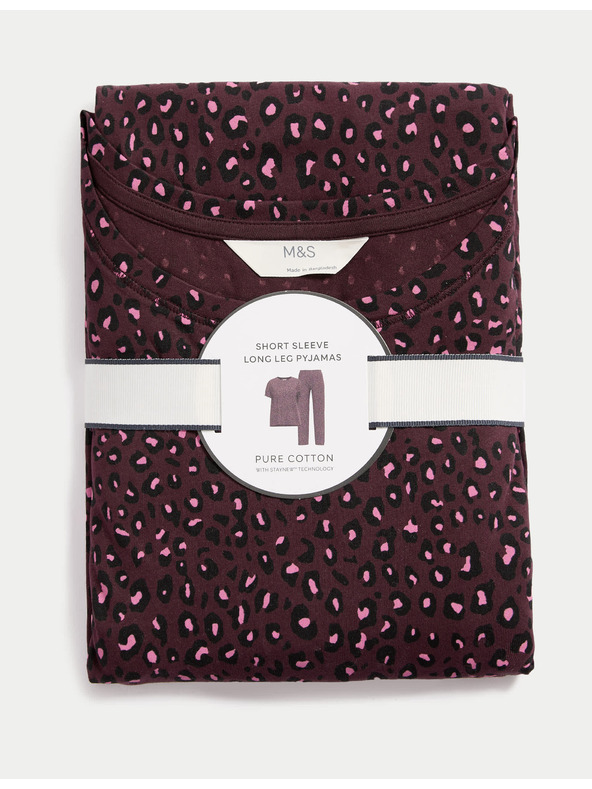 Marks & Spencer Pižama garnitura s potiskom in visokim deležem bombaža Marks & Spencer rdeča
