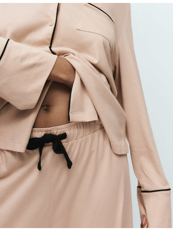 Marks & Spencer Bombažno-modalni komplet pižame Revere Marks & Spencer smetanova