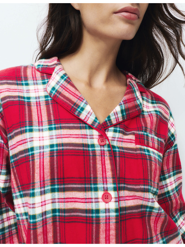 Marks & Spencer Božični karirani domači komplet pižame iz čiste bombaževine Marks & Spencer rdeča