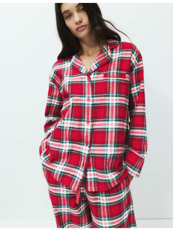 Marks & Spencer Božični karirani domači komplet pižame iz čiste bombaževine Marks & Spencer rdeča