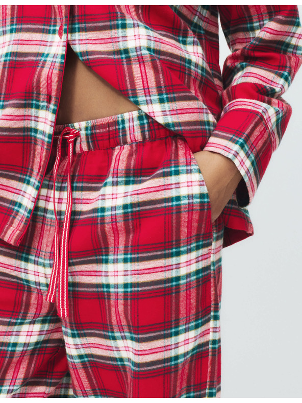 Marks & Spencer Božični karirani domači komplet pižame iz čiste bombaževine Marks & Spencer rdeča