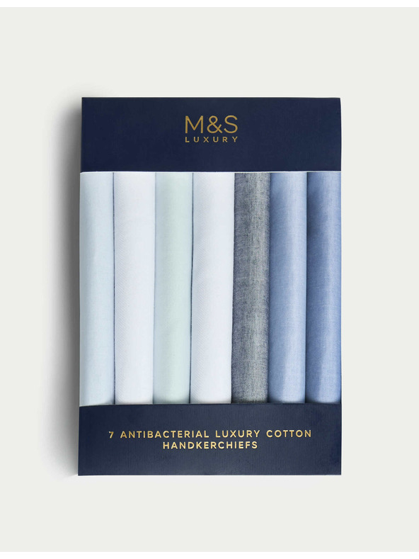 Marks & Spencer Antibakterijski robčki iz čiste bombaževine, 7 kosov v pakiranju Marks & Spencer modra