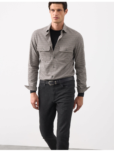 Marks & Spencer Karirasta srajca z visokim deležem bombaževine, enostavno likanje Marks & Spencer bež