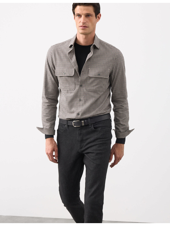 Marks & Spencer Karirasta srajca z visokim deležem bombaževine, enostavno likanje Marks & Spencer bež