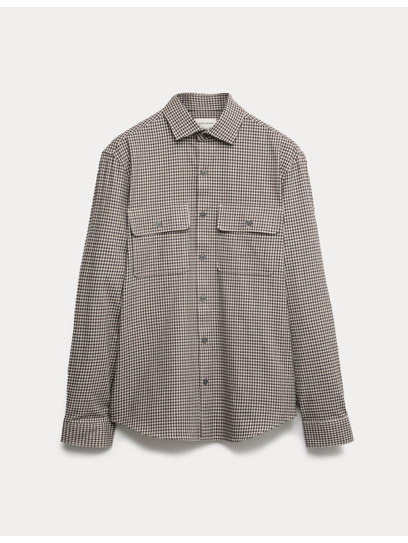 Marks & Spencer Karirasta srajca z visokim deležem bombaževine, enostavno likanje Marks & Spencer bež