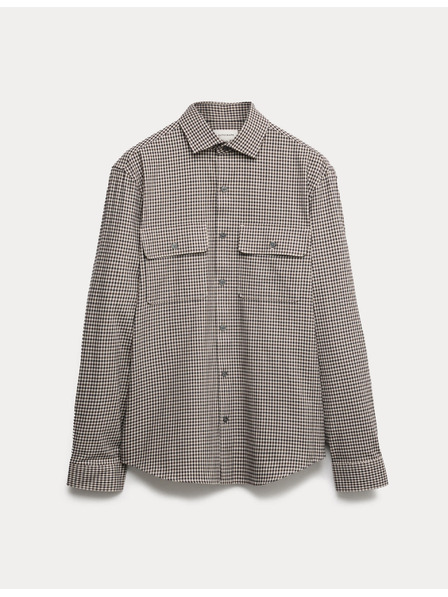 Marks & Spencer Karirasta srajca z visokim deležem bombaževine, enostavno likanje Marks & Spencer bež