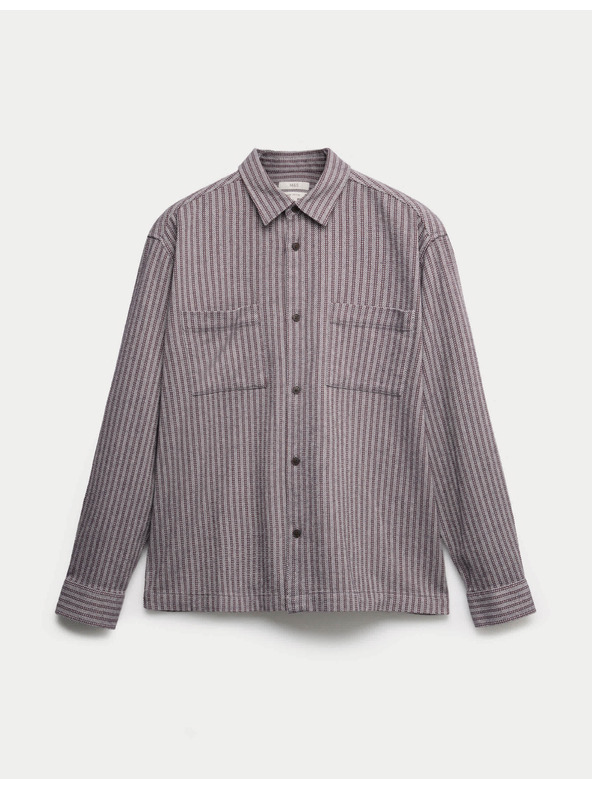 Marks & Spencer Prugasta flanelasta srajca iz čistega bombaža Marks & Spencer siva