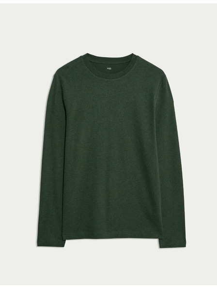 Marks & Spencer Čisto bombaževna majica z dolgimi rokavi, mehka na dotik Marks & Spencer zelena