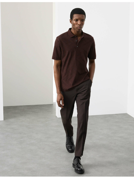 Marks & Spencer Polo majica z geometrijskim tiskom, iz 100% bombaževine Marks & Spencer rjava