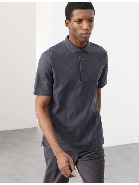 Marks & Spencer Polo majica z geometrijskim tiskom, iz 100% bombaževine Marks & Spencer siva