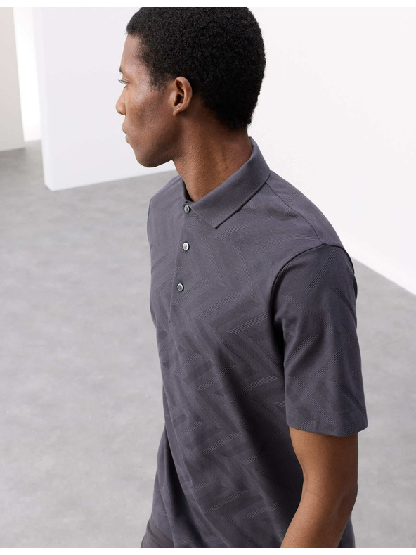 Marks & Spencer Polo majica z geometrijskim tiskom, iz 100% bombaževine Marks & Spencer siva