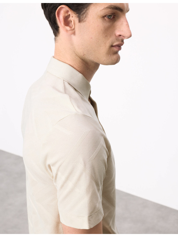 Marks & Spencer Polo majica z geometrijskim tiskom, iz 100% bombaževine Marks & Spencer smetana