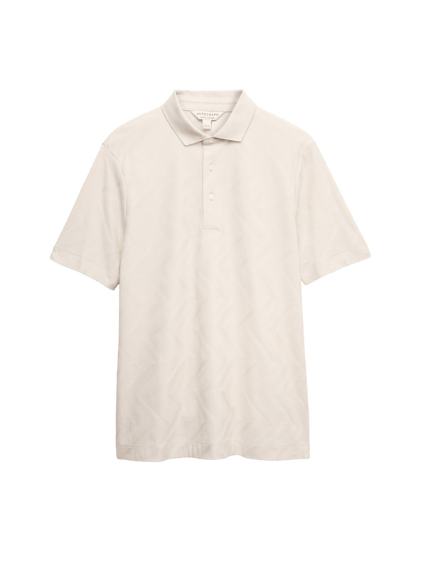 Marks & Spencer Polo majica z geometrijskim tiskom, iz 100% bombaževine Marks & Spencer smetana