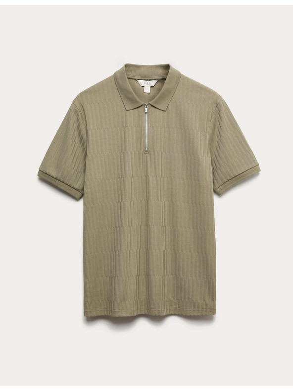 Marks & Spencer Žakard polo majica z visokim deležem bombažne tkanine in zadrgo Marks & Spencer zelena