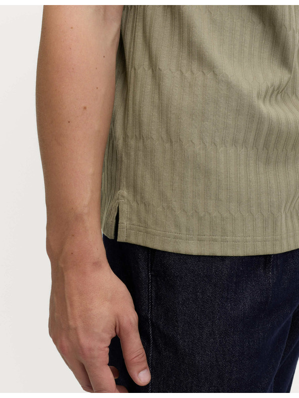 Marks & Spencer Žakard polo majica z visokim deležem bombažne tkanine in zadrgo Marks & Spencer zelena