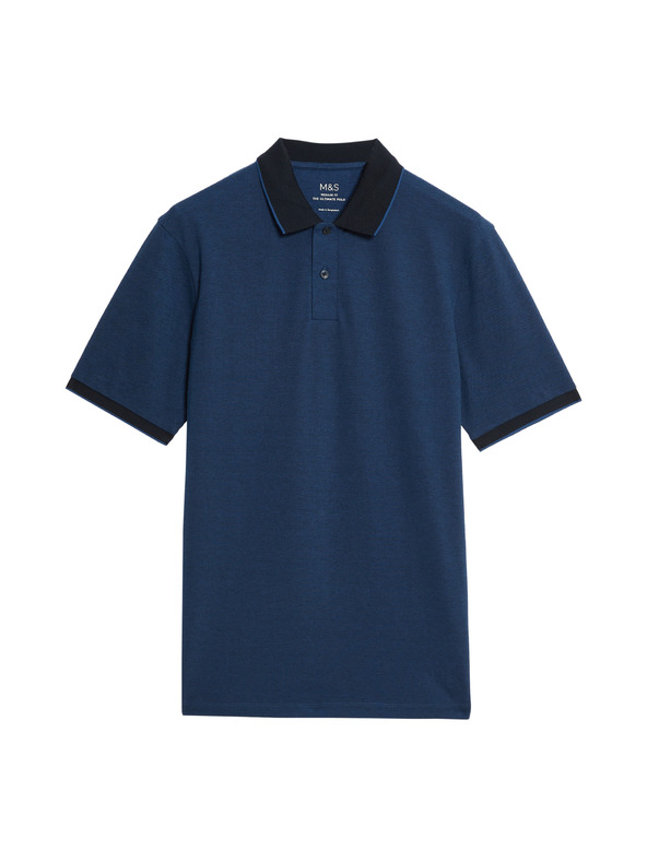 Marks & Spencer Pique polo majica s poudarjenimi robovi The Ultimate Marks & Spencer modra