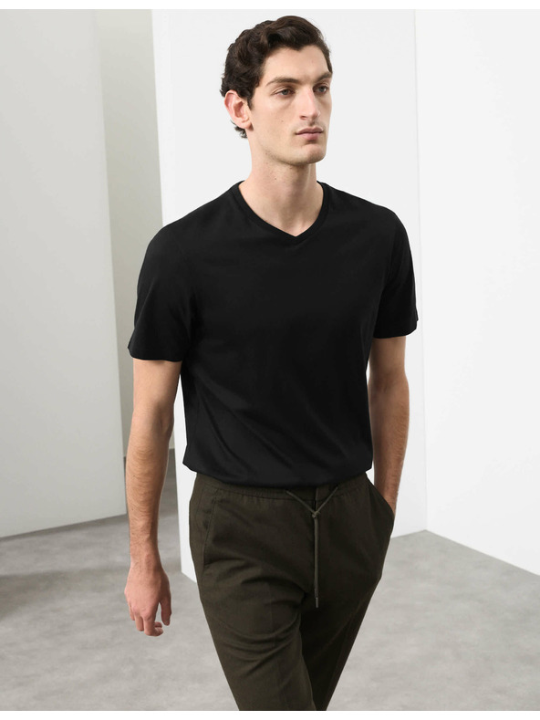 Marks & Spencer Majica z V-izrezom iz čiste Supima® bombažne tkanine Marks & Spencer črna