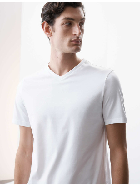 Marks & Spencer Majica z V-izrezom iz čiste Supima® bombažne tkanine Marks & Spencer bela