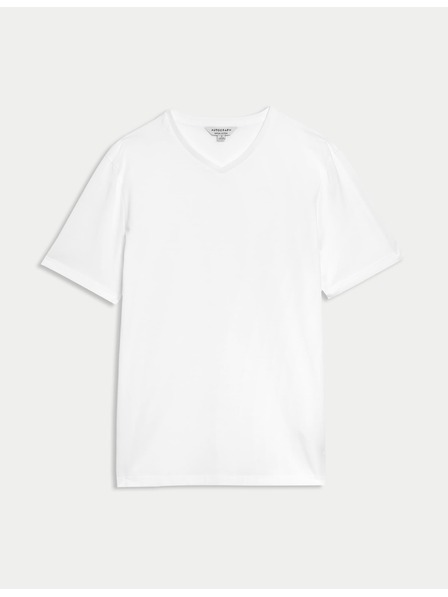 Marks & Spencer Majica z V-izrezom iz čiste Supima® bombažne tkanine Marks & Spencer bela