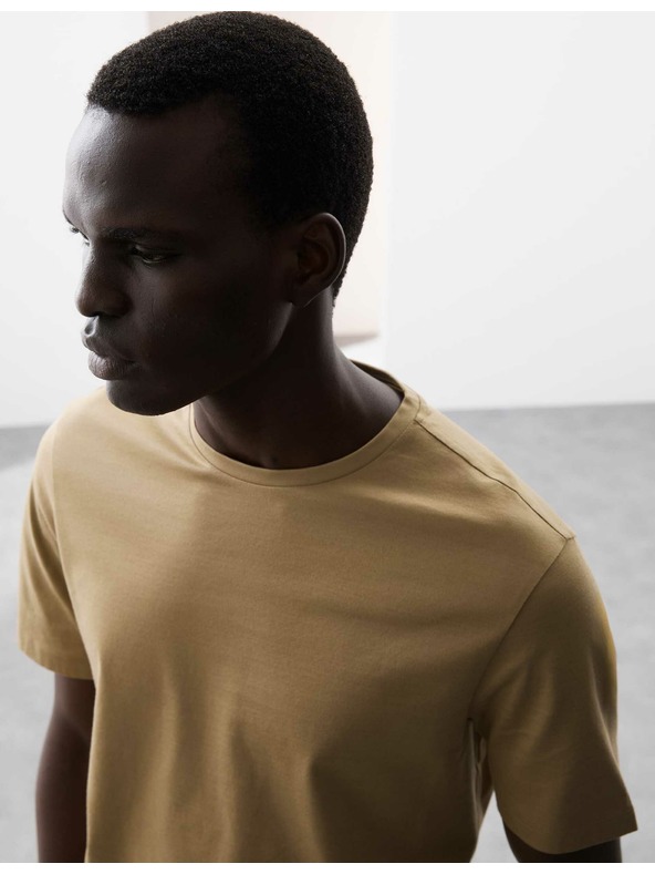 Marks & Spencer Majica iz premium bombažne tkanine, ozek kroj Marks & Spencer rjava