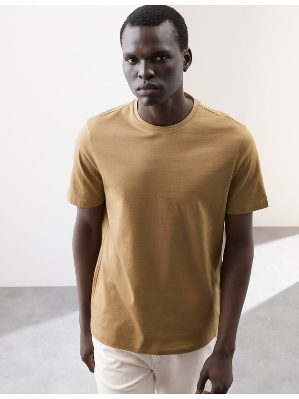 Marks & Spencer Majica iz premium bombažne tkanine, ozek kroj Marks & Spencer rjava