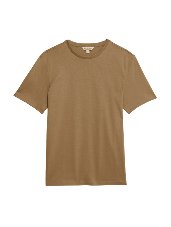 Marks & Spencer Majica iz premium bombažne tkanine, ozek kroj Marks & Spencer rjava