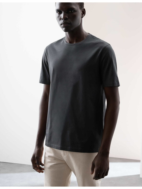 Marks & Spencer Majica iz premium bombažne tkanine, ozek kroj Marks & Spencer siva