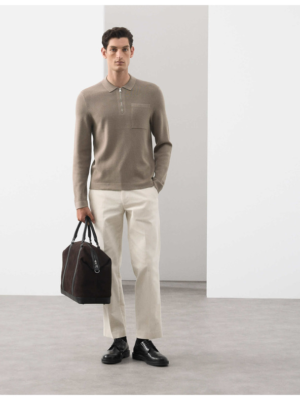 Marks & Spencer Polo majica Milano Knit z ohlapno zadrgo Marks & Spencer rjava