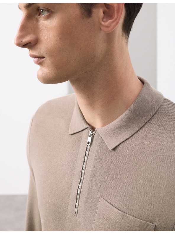 Marks & Spencer Polo majica Milano Knit z ohlapno zadrgo Marks & Spencer rjava