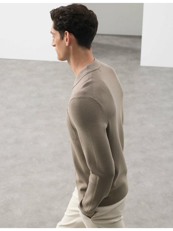 Marks & Spencer Polo majica Milano Knit z ohlapno zadrgo Marks & Spencer rjava