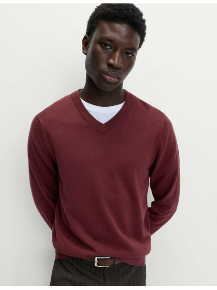 Marks & Spencer Čisto bombažni pulover z V-izrezom Marks & Spencer rdeča