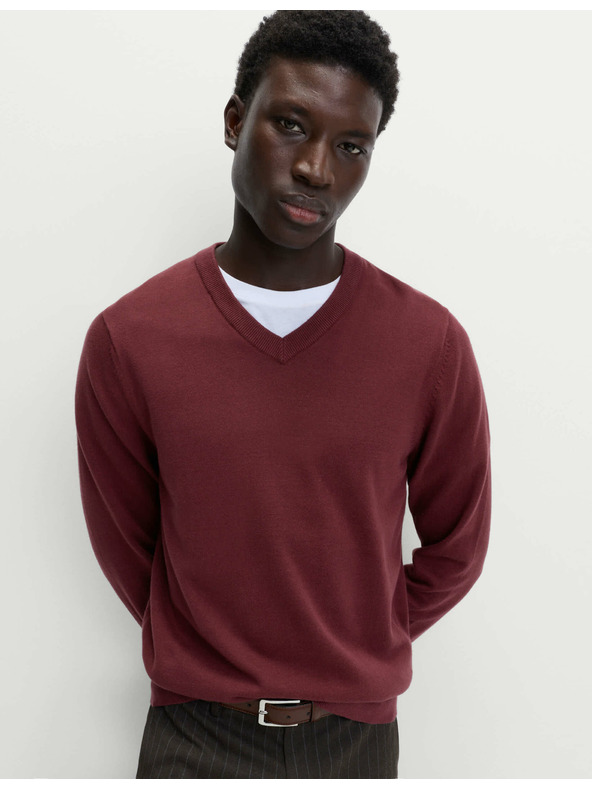 Marks & Spencer Čisto bombažni pulover z V-izrezom Marks & Spencer rdeča