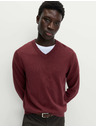 Marks & Spencer Čisto bombažni pulover z V-izrezom Marks & Spencer rdeča