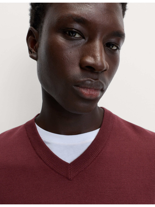 Marks & Spencer Čisto bombažni pulover z V-izrezom Marks & Spencer rdeča