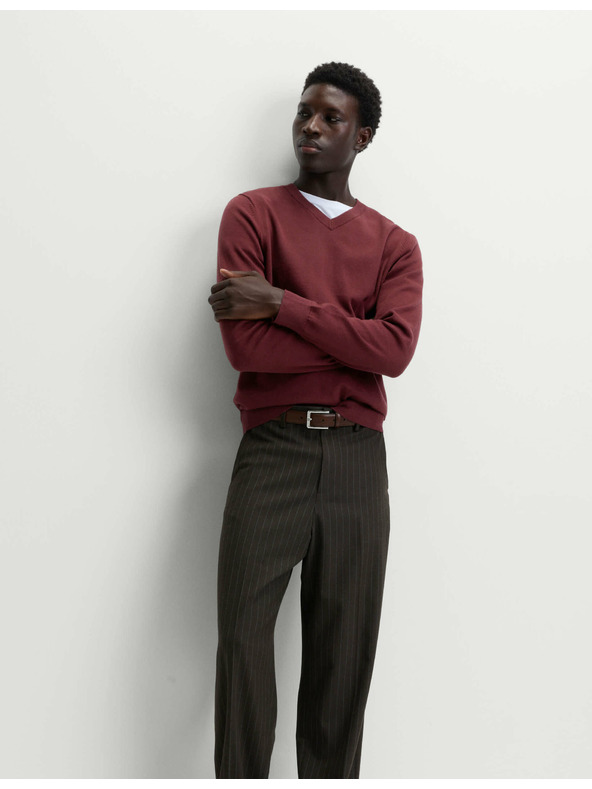 Marks & Spencer Čisto bombažni pulover z V-izrezom Marks & Spencer rdeča