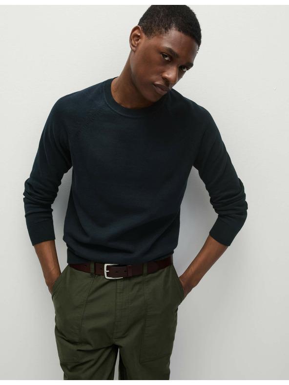 Marks & Spencer Pulover iz čistega bombaža z ovratnikom Marks & Spencer mornarsko modra