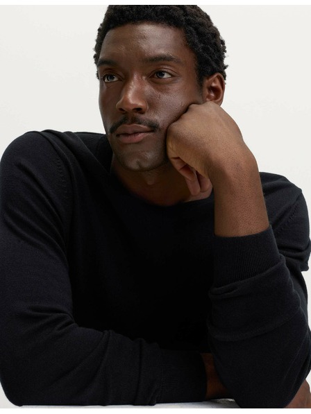 Marks & Spencer Pulover iz čistega bombaža z v-izrezom Marks & Spencer črn