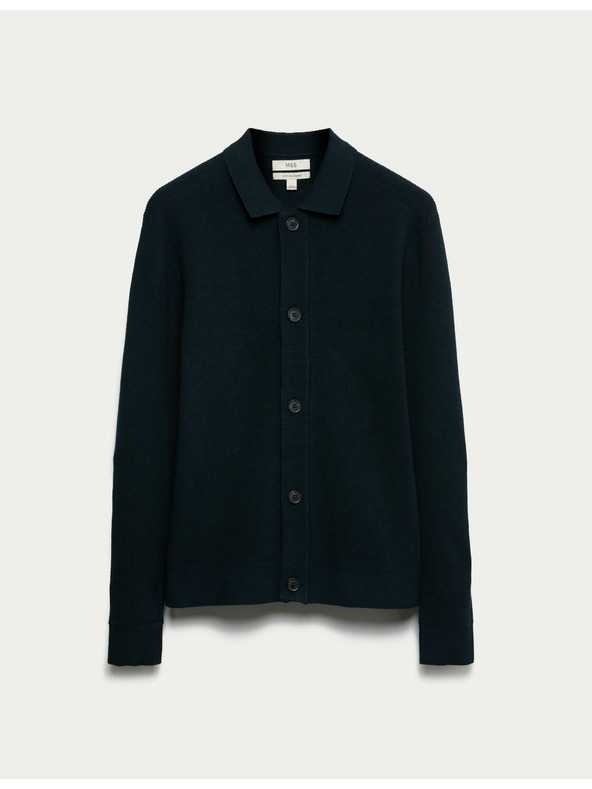 Marks & Spencer Pletena jakna iz mešanice bombaža Marks & Spencer mornarsko modra