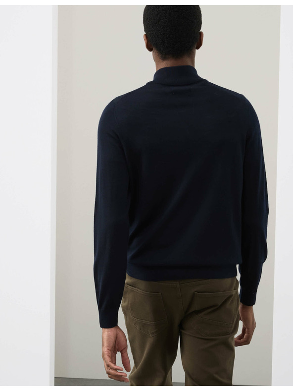 Marks & Spencer Pulover s kratkim zipom iz čiste ekstra fine merinove volne Marks & Spencer mornarsko modra