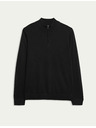 Marks & Spencer Pulover s kratkim zipom iz čiste ekstra fine merinove volne Marks & Spencer črna